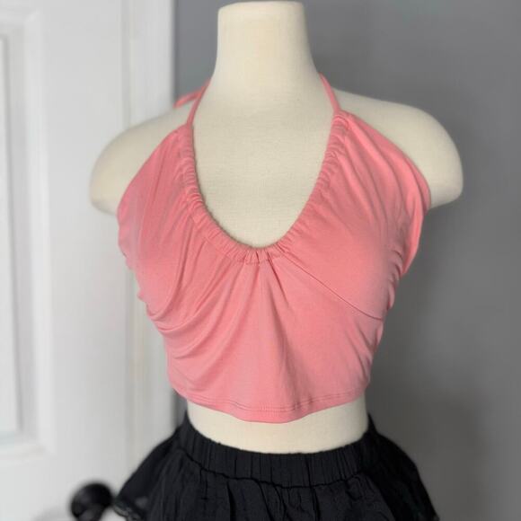 Girls Pink Halter Neck Crop Top, M - Picture 4 of 4
